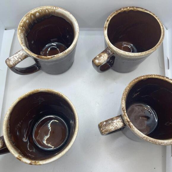 Vintage MCM McCoy Pottery Brown Glazed Coffee/Tea Mugs "D" Handle 4 - Picture 2 of 4